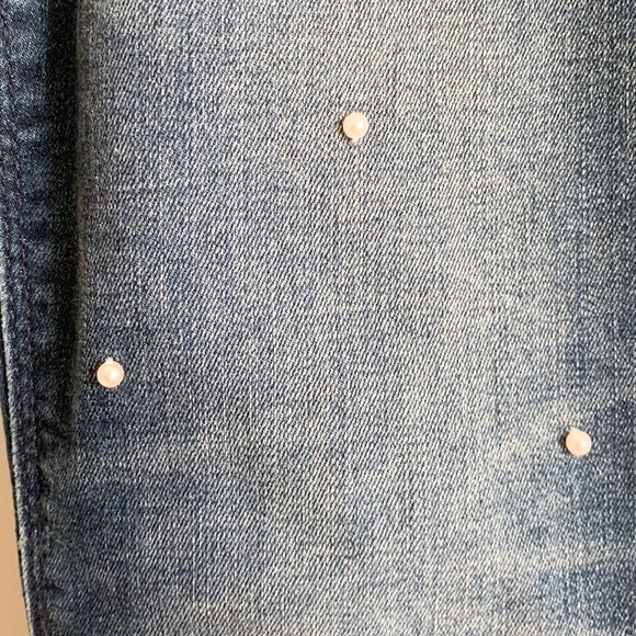 Express Pearl Embellished Blue Denim Mid Rise Ankle Legging 4 - Picture 4 of 11